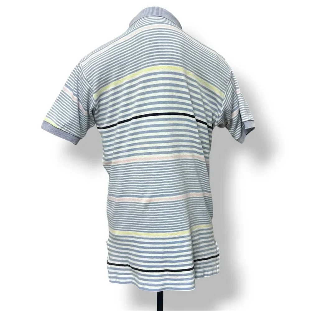 Polo Ralph‎ Lauren Men’s L Lavender Pink Yellow Striped Cotton Short Sleeve Polo